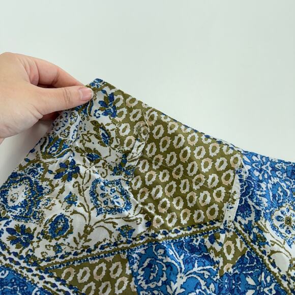 Lascana Pants Womens 8 Blue Green Printed Wide Leg Boho Coastal - Picture 11 of 11